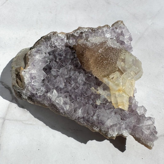 Amethyst Cluster with Druzy Calcite