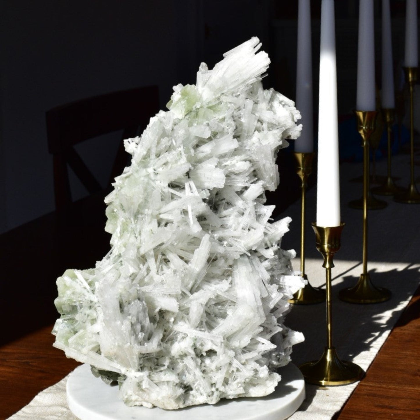 Scolecite with Green Apophyllite Statement Cluster