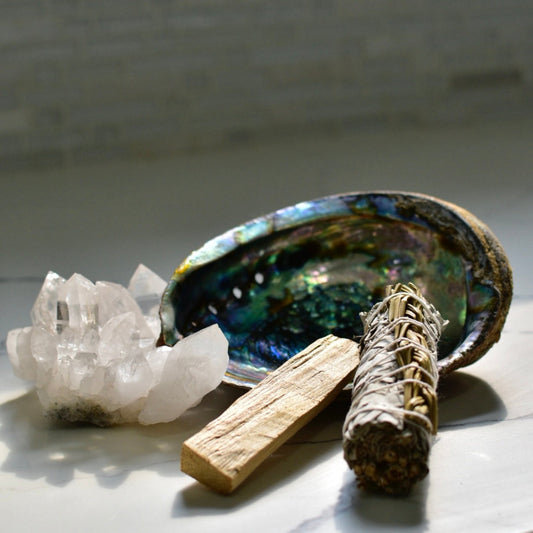 Smudge Kit: Abalone Shell, White Sage + Palo Santo