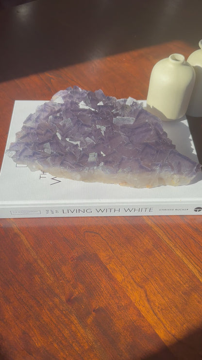 Purple Cubic Fluorite Statement Cluster