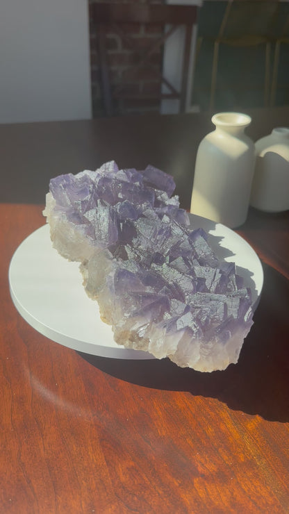 Purple Cubic Fluorite Statement Cluster