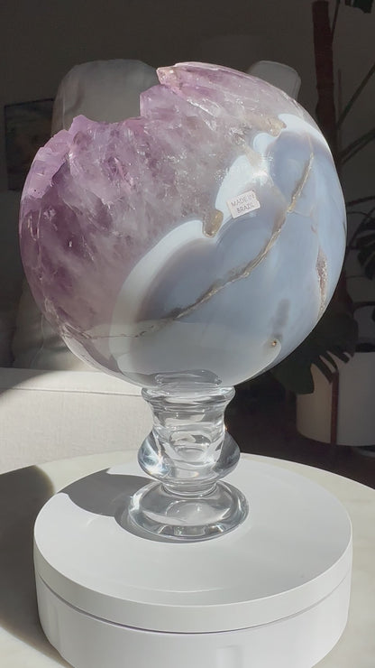 Amethyst XL Statement Geode Sphere with Calcite