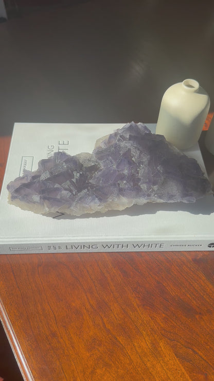 Purple Cubic Fluorite Statement Cluster