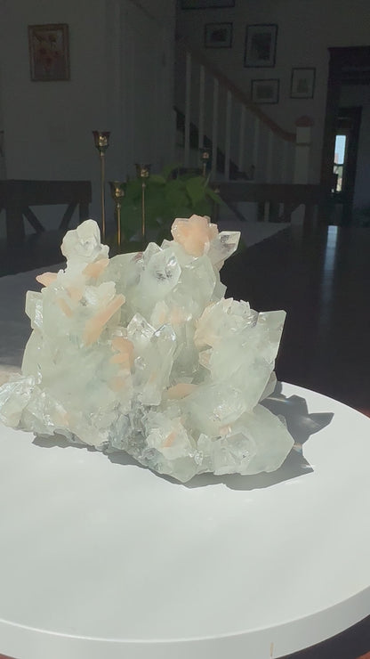 Apophyllite Cluster with Peach Stilbite