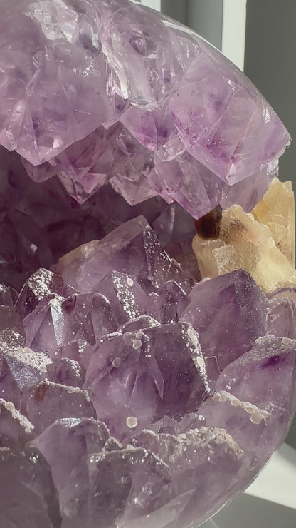 Amethyst XL Statement Geode Sphere with Calcite