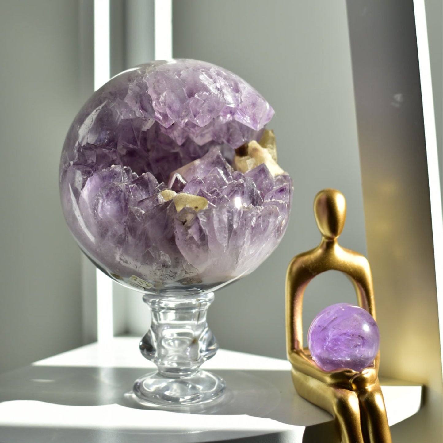 Amethyst XL Statement Geode Sphere with Calcite