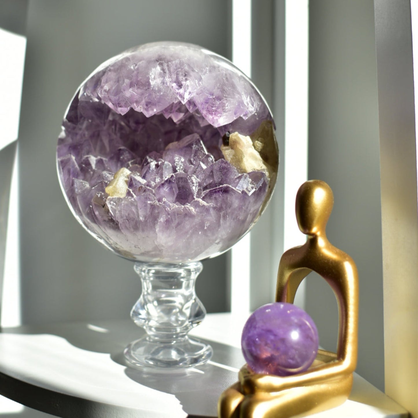 Amethyst XL Statement Geode Sphere with Calcite