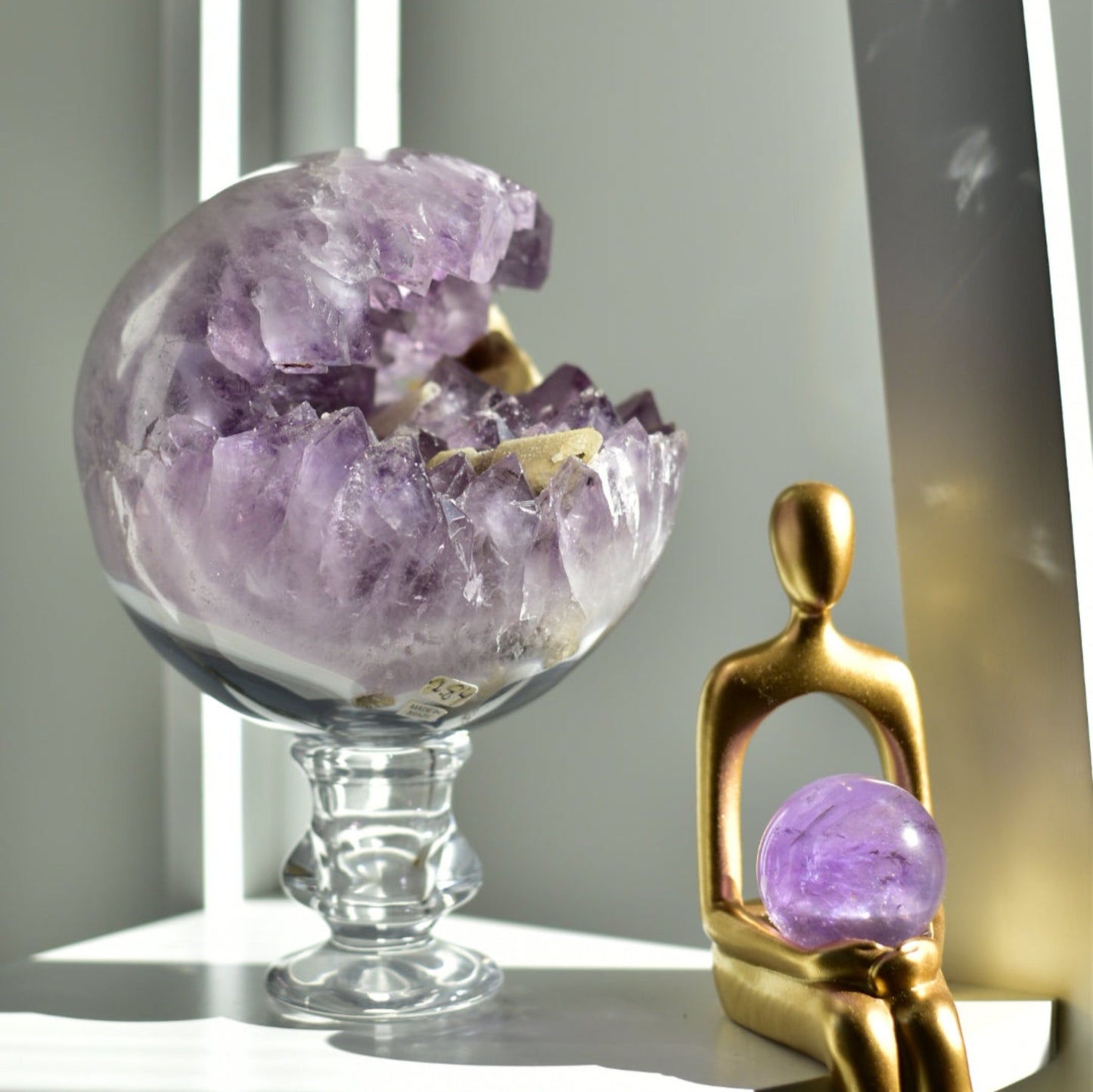 Amethyst XL Statement Geode Sphere with Calcite