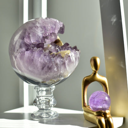 Amethyst XL Statement Geode Sphere with Calcite